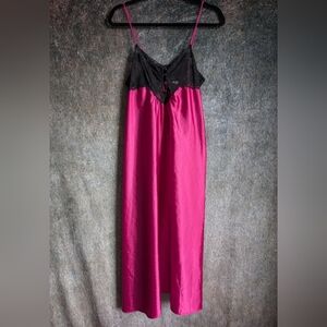 Vintage Satin Fuschia Lace Slip Valentines